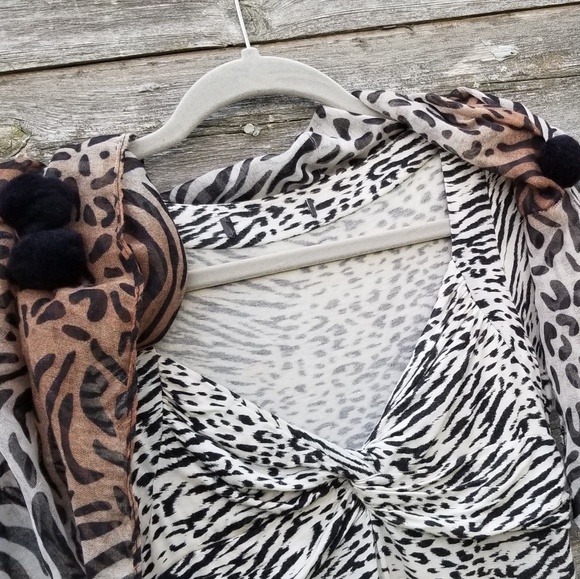 Animal Print Vneck Tunic Dress Upcycled - Picture 5 of 6